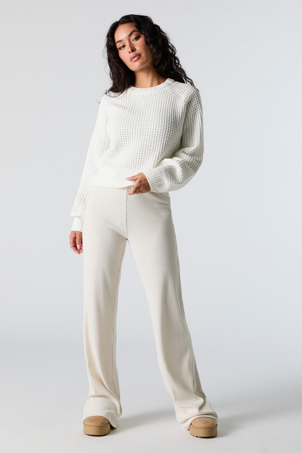 Waffle Knit Cropped Sweater Waffle Knit Cropped Sweater 3