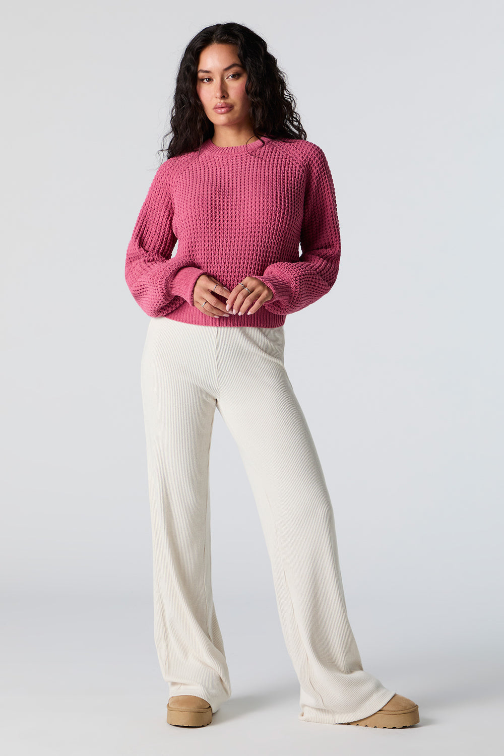 Waffle Knit Cropped Sweater Waffle Knit Cropped Sweater 12