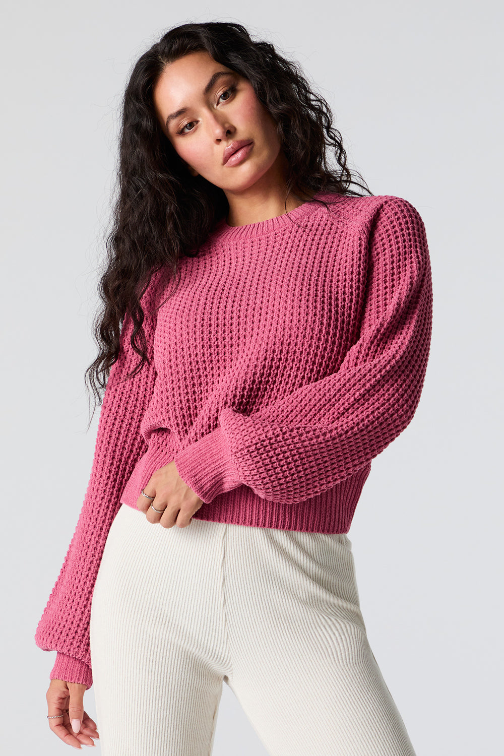 Waffle Knit Cropped Sweater Waffle Knit Cropped Sweater 10