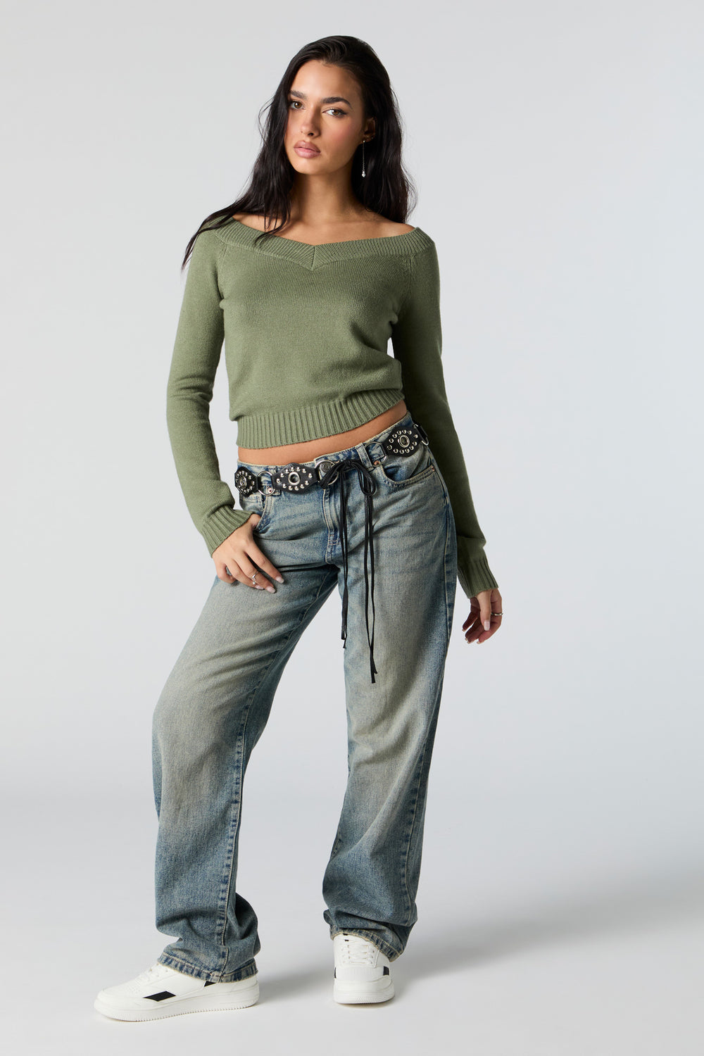 V-Neck Off Shoulder Sweater V-Neck Off Shoulder Sweater 3