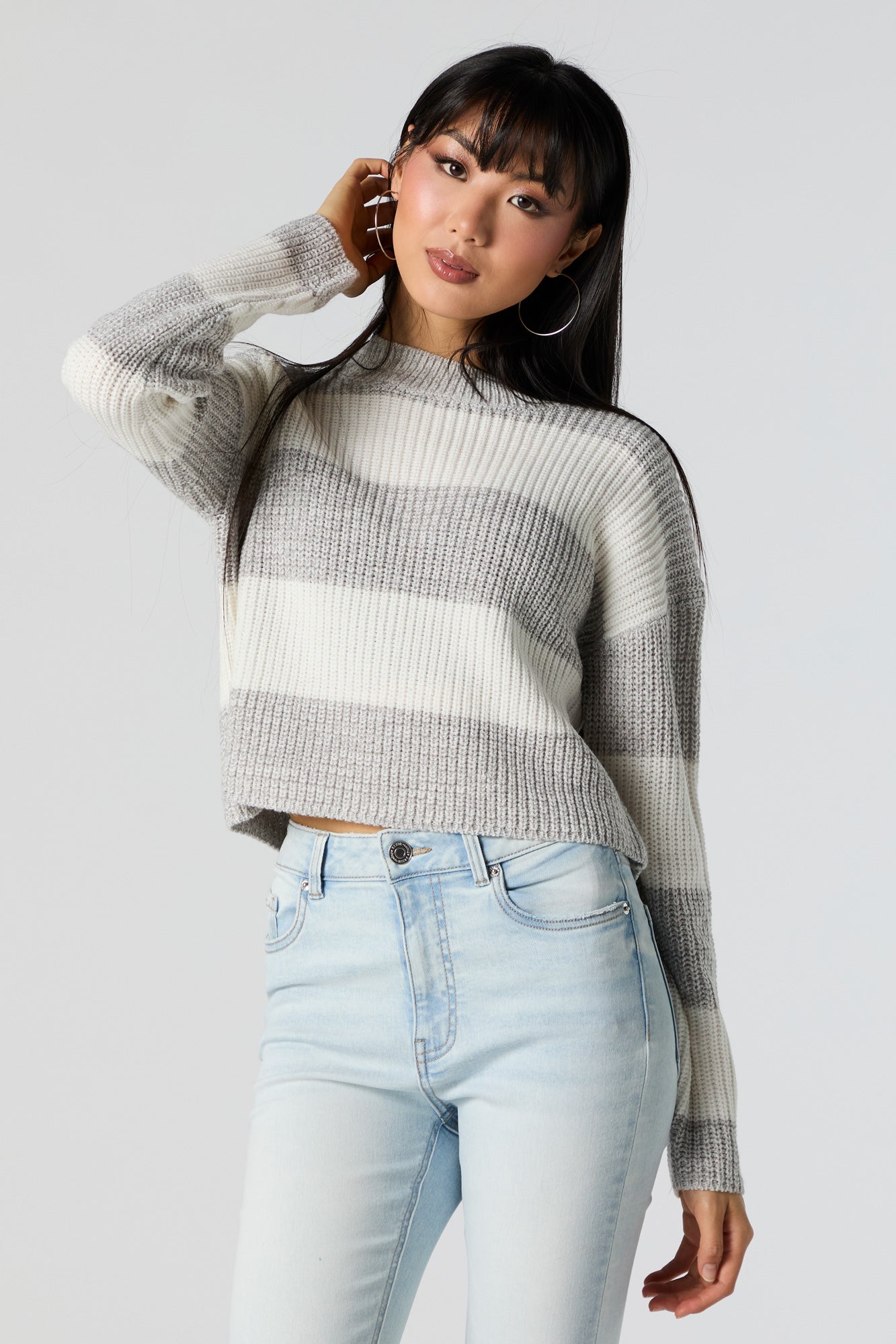 Striped Crew Neck Knit Sweater