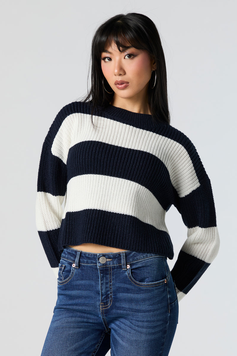 Striped Crew Neck Knit Sweater