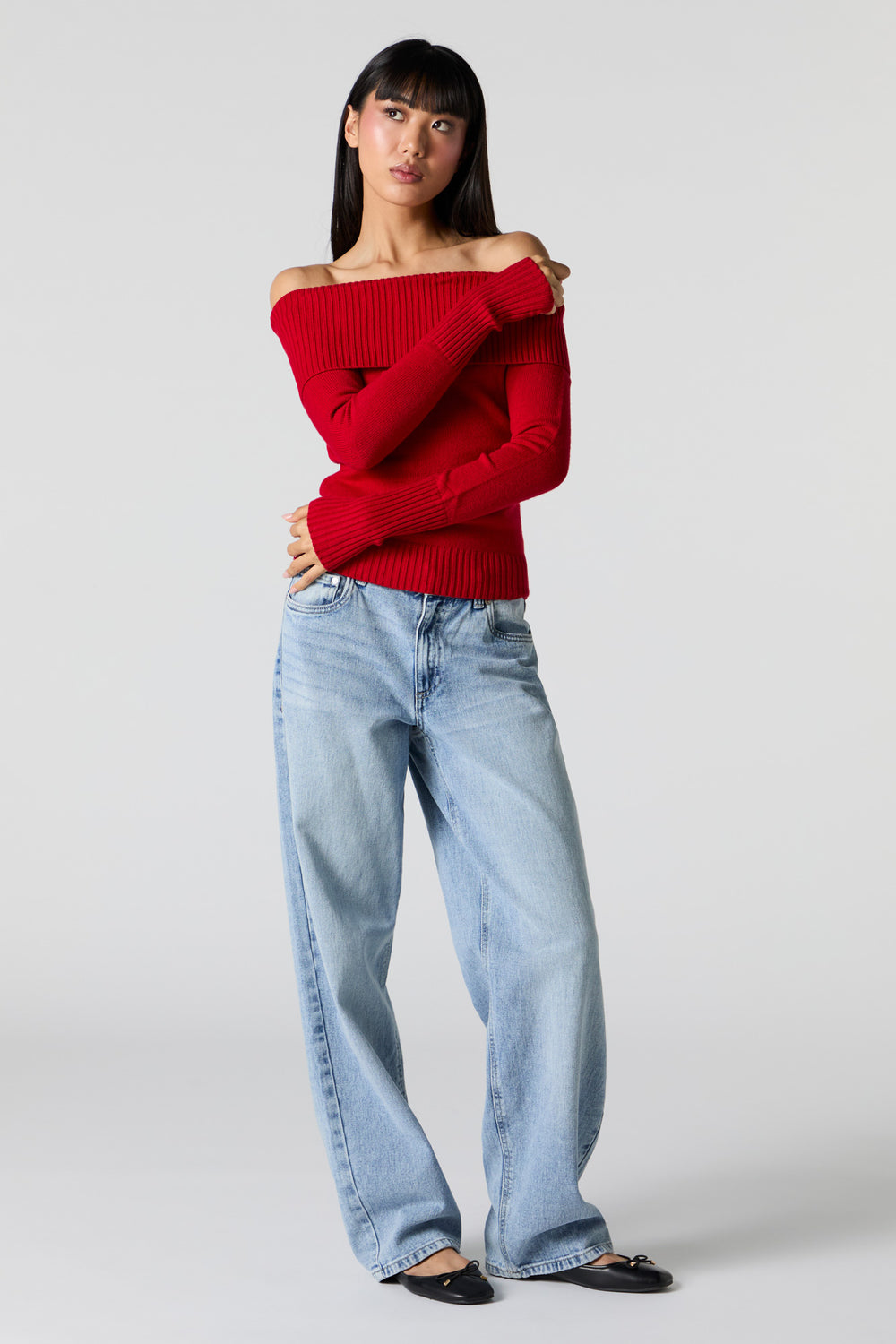 Ribbed Knit Off Shoulder Sweater Ribbed Knit Off Shoulder Sweater 13