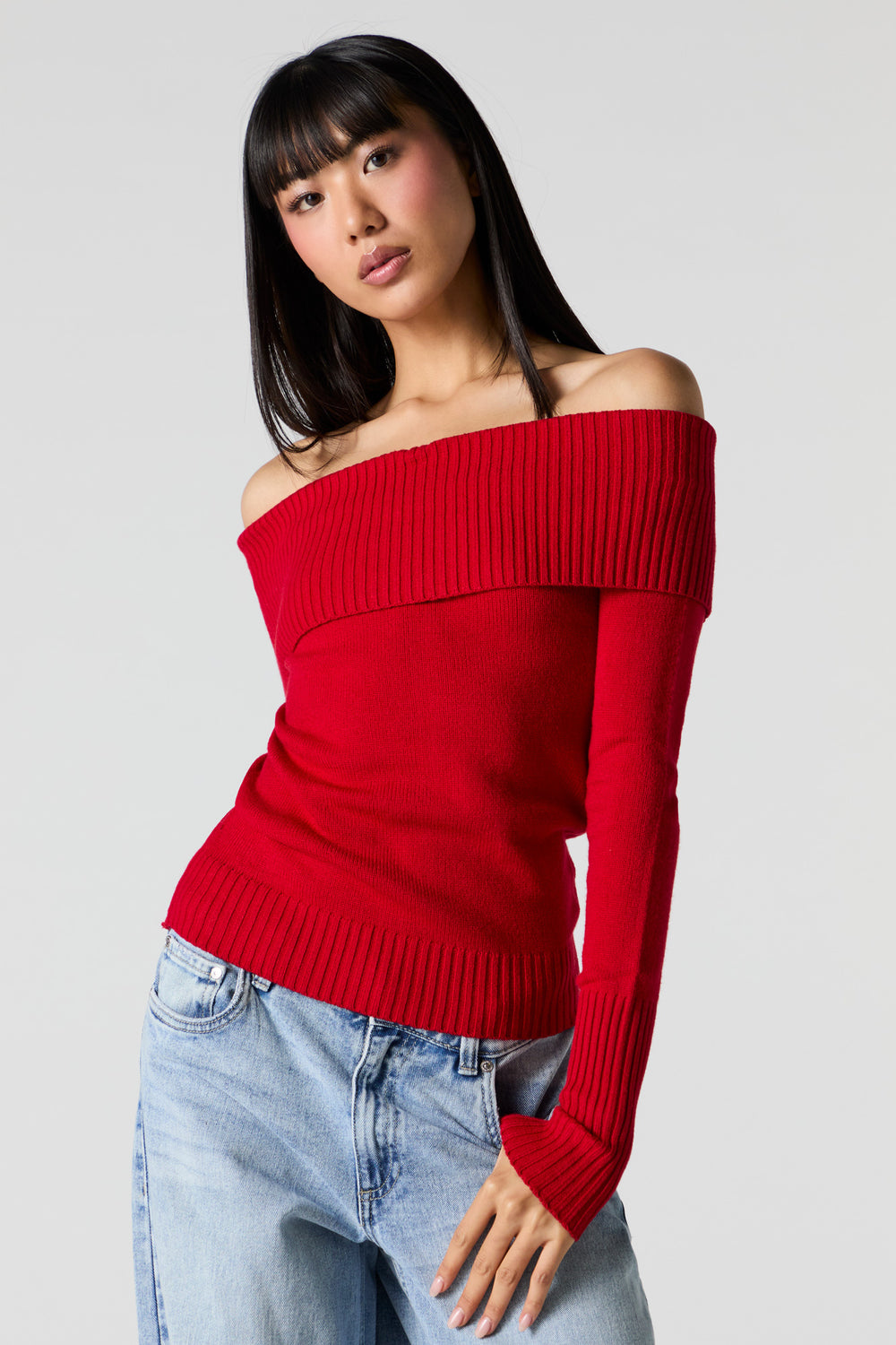 Ribbed Knit Off Shoulder Sweater Ribbed Knit Off Shoulder Sweater 11