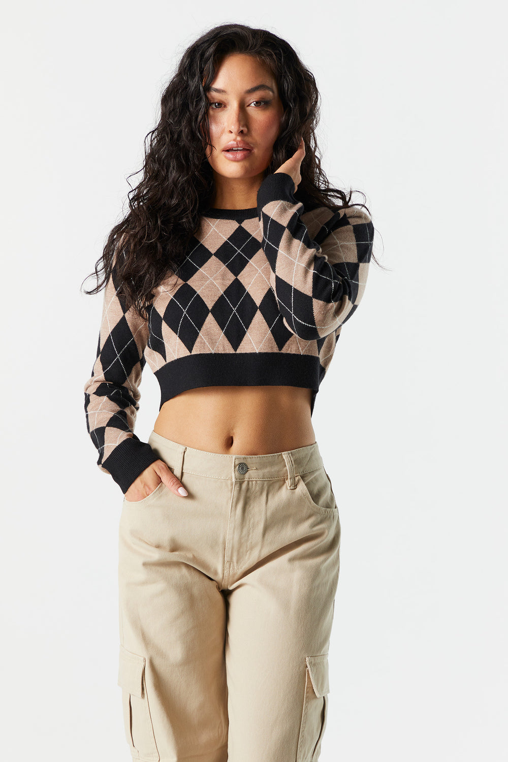 Cropped Argyle Sweater Cropped Argyle Sweater 1