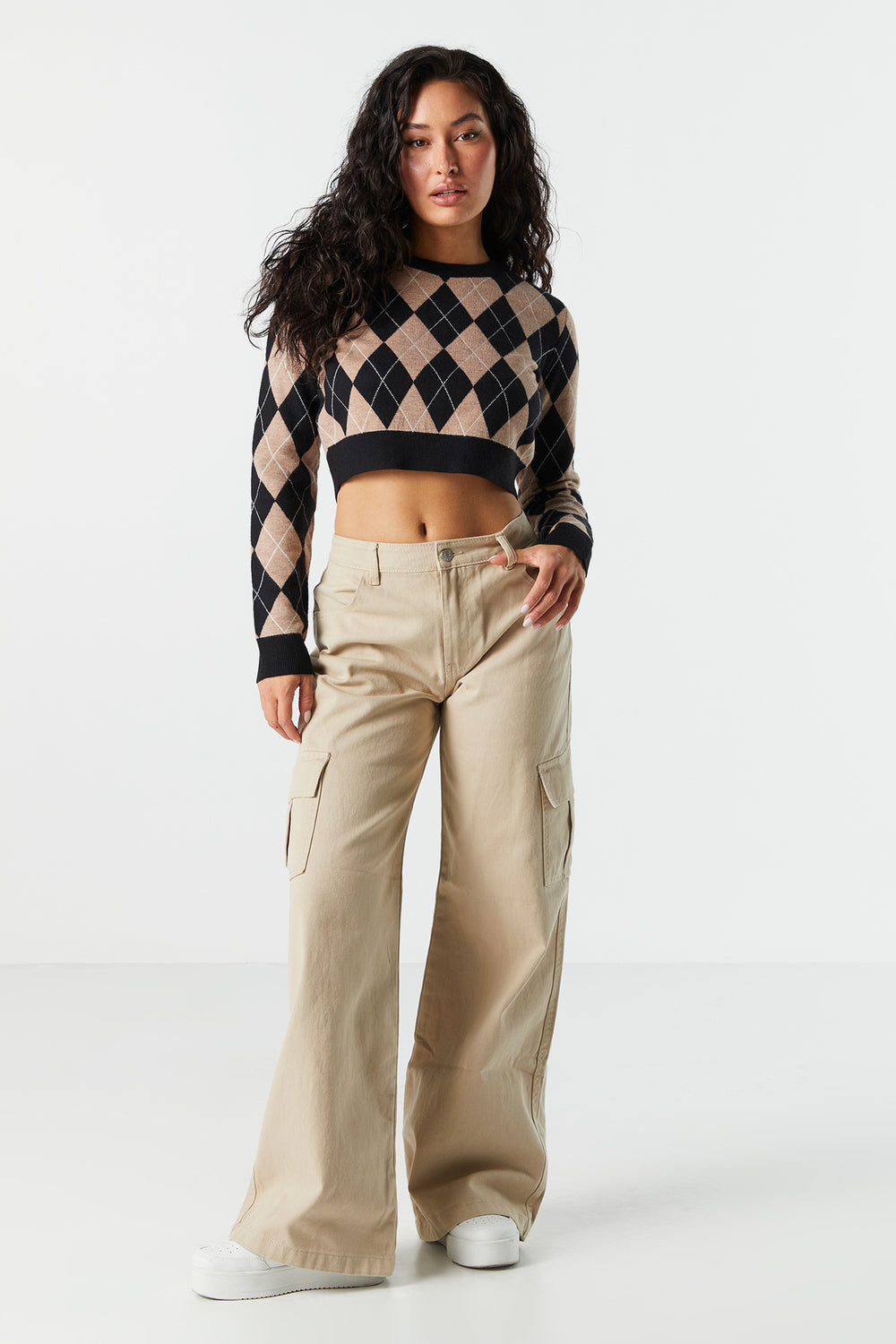 Cropped Argyle Sweater Cropped Argyle Sweater 3