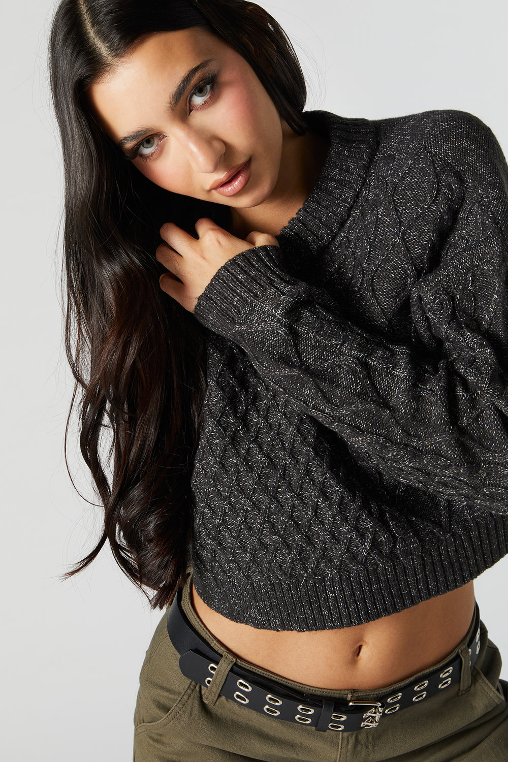 Cable Knit Cropped Sweater Cable Knit Cropped Sweater 4
