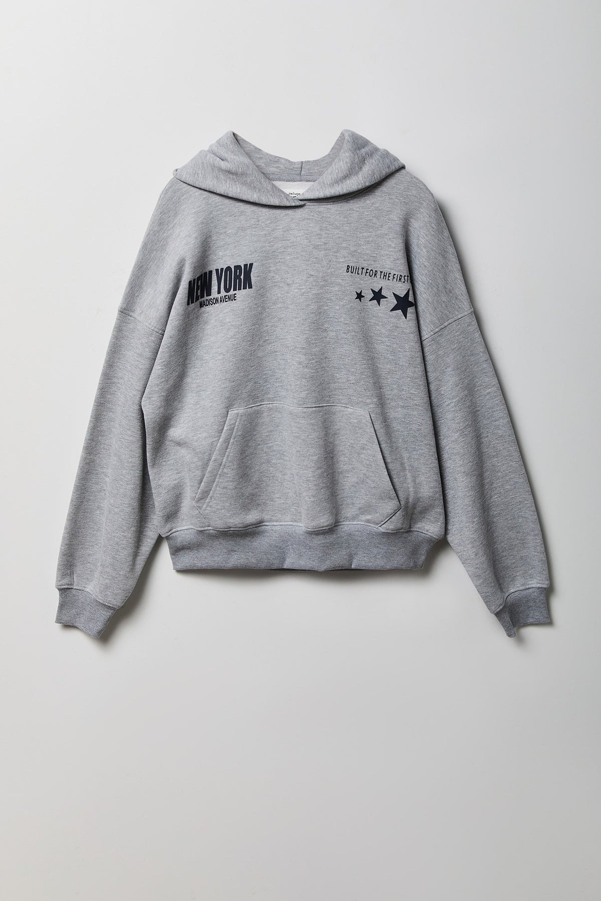 Alt View 5. Graphic Boxy Fleece Hoodie - Heather Grey