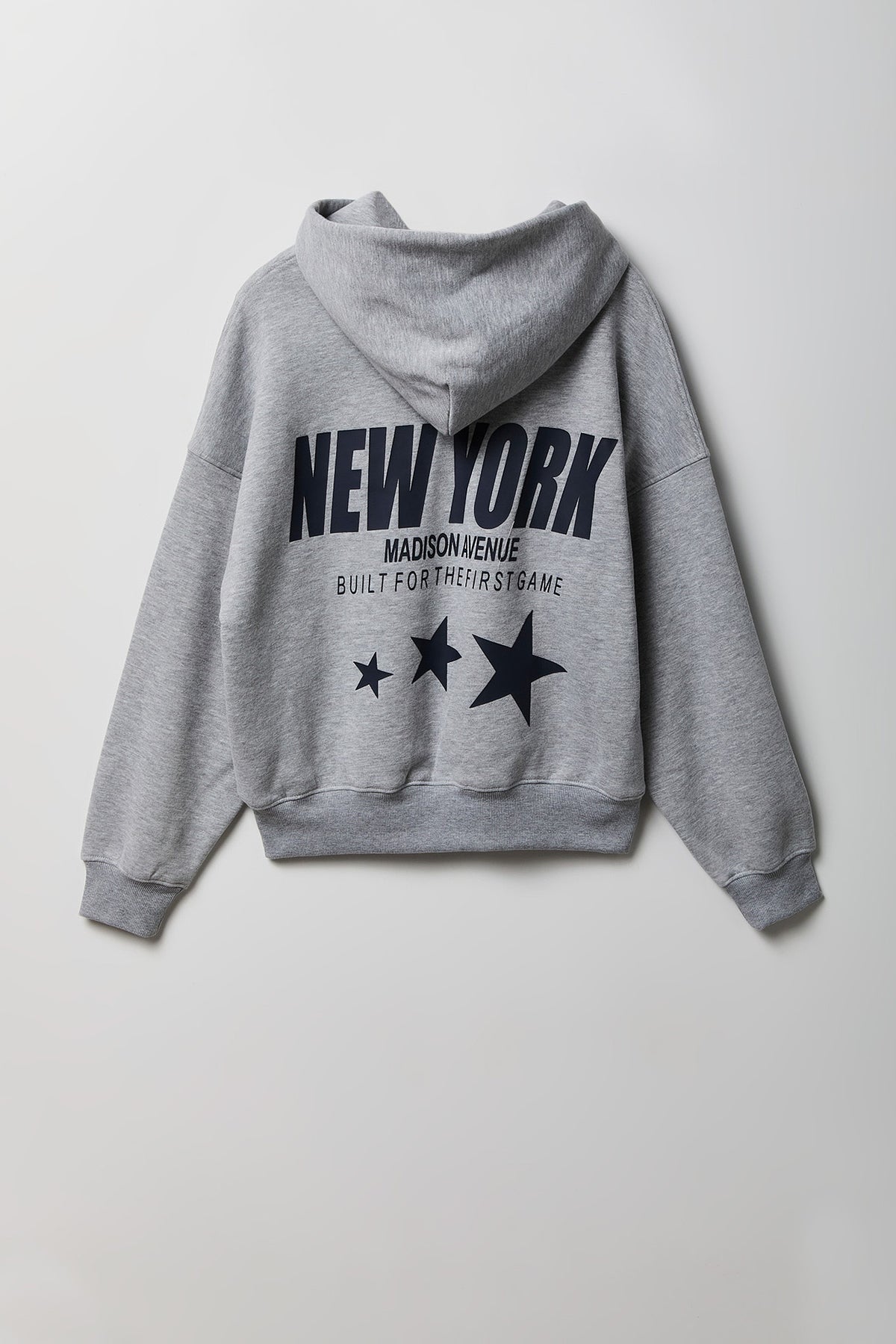 Alt View 4. Graphic Boxy Fleece Hoodie - Heather Grey