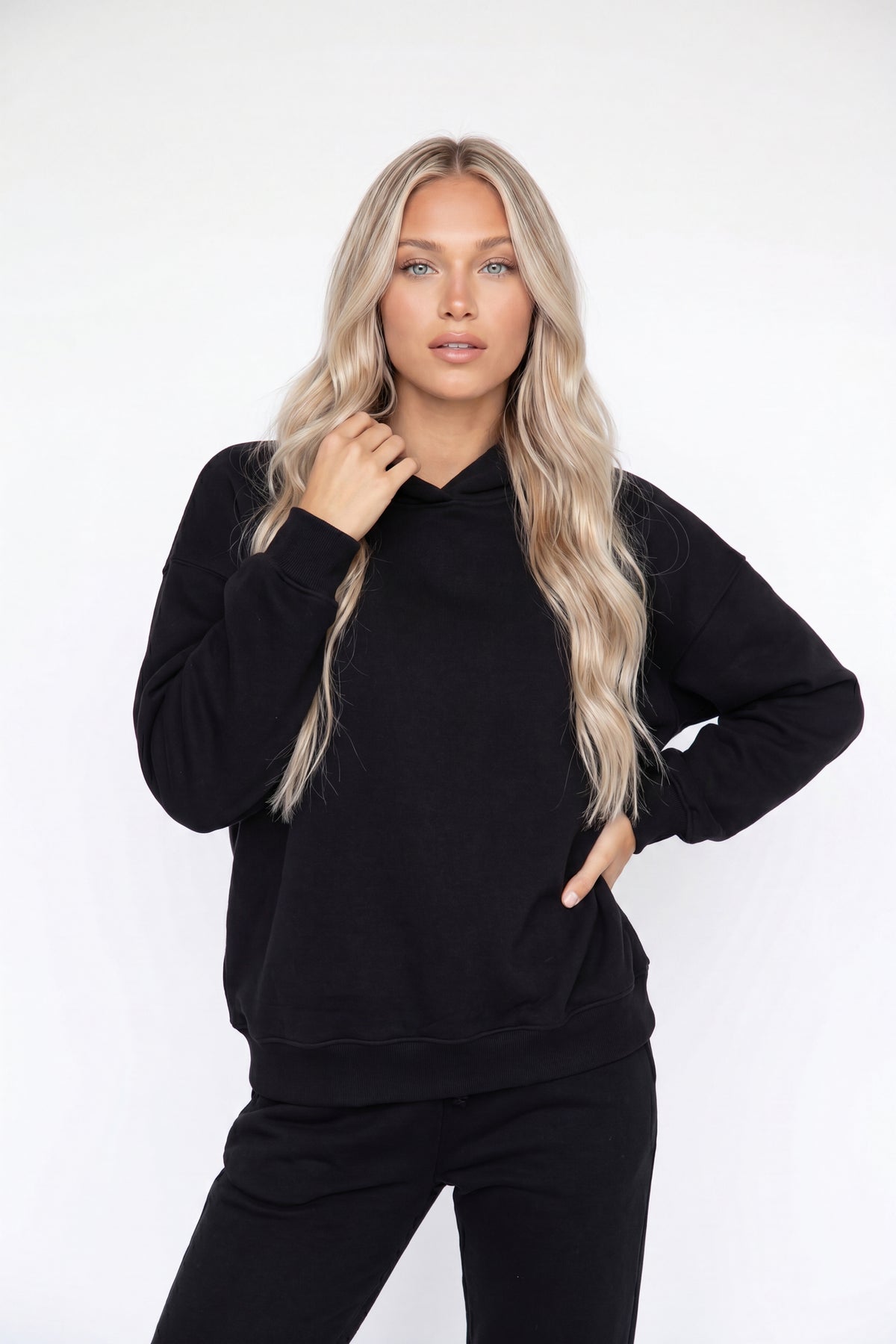 Fleece Boxy Hoodie - Black