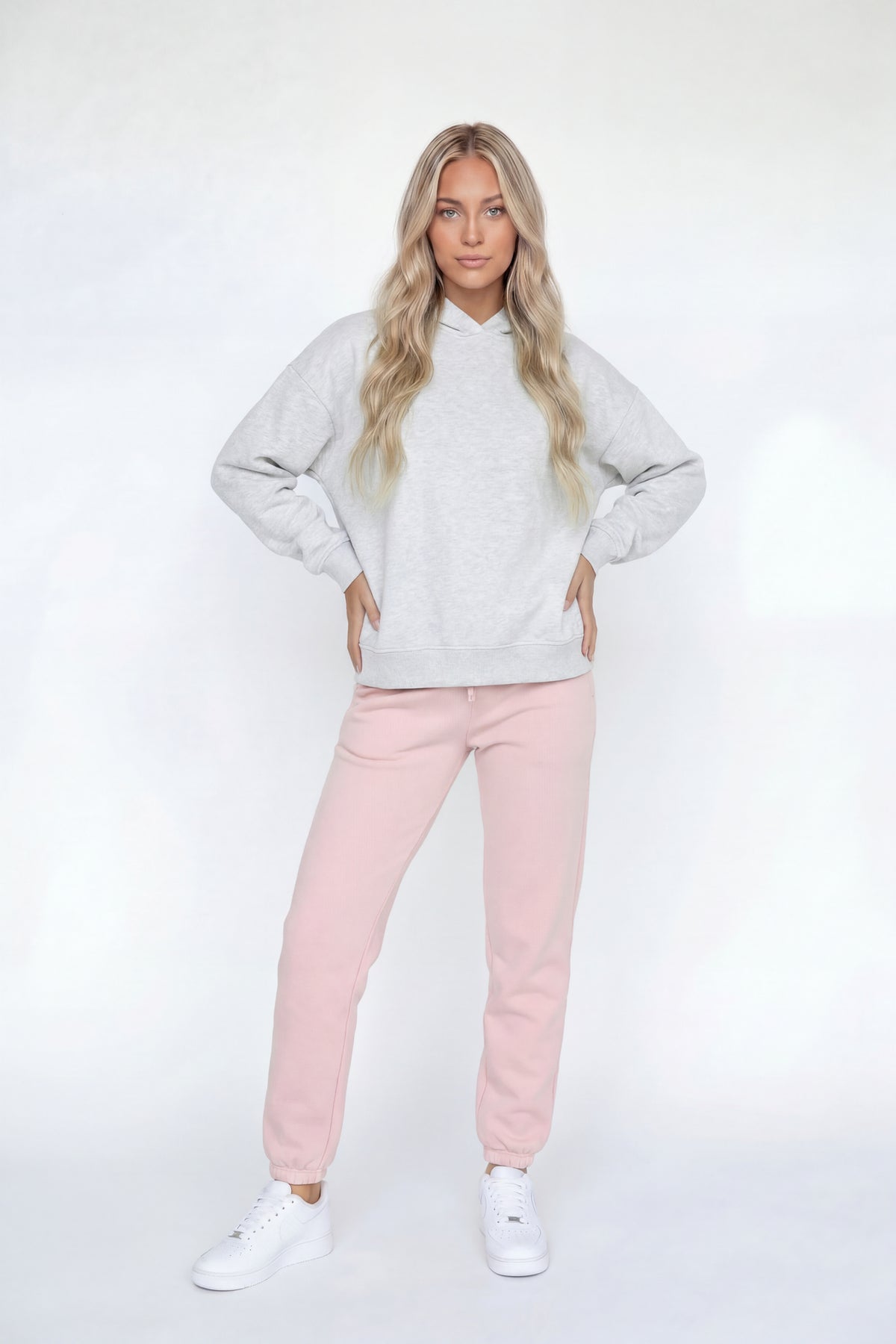 Alt View 2. Fleece Boxy Hoodie - Light Grey