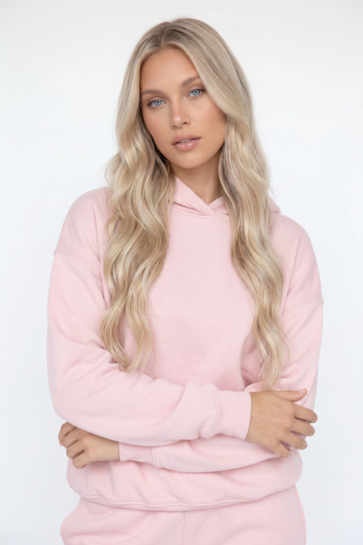 Fleece Boxy Hoodie - Light Pink