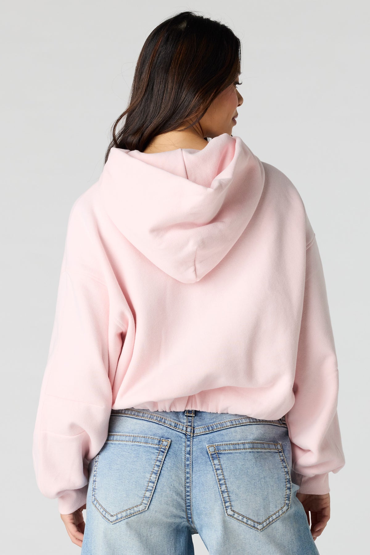 Alt View 2. Luxe Fleece Bubble Hem Hoodie - Light Pink