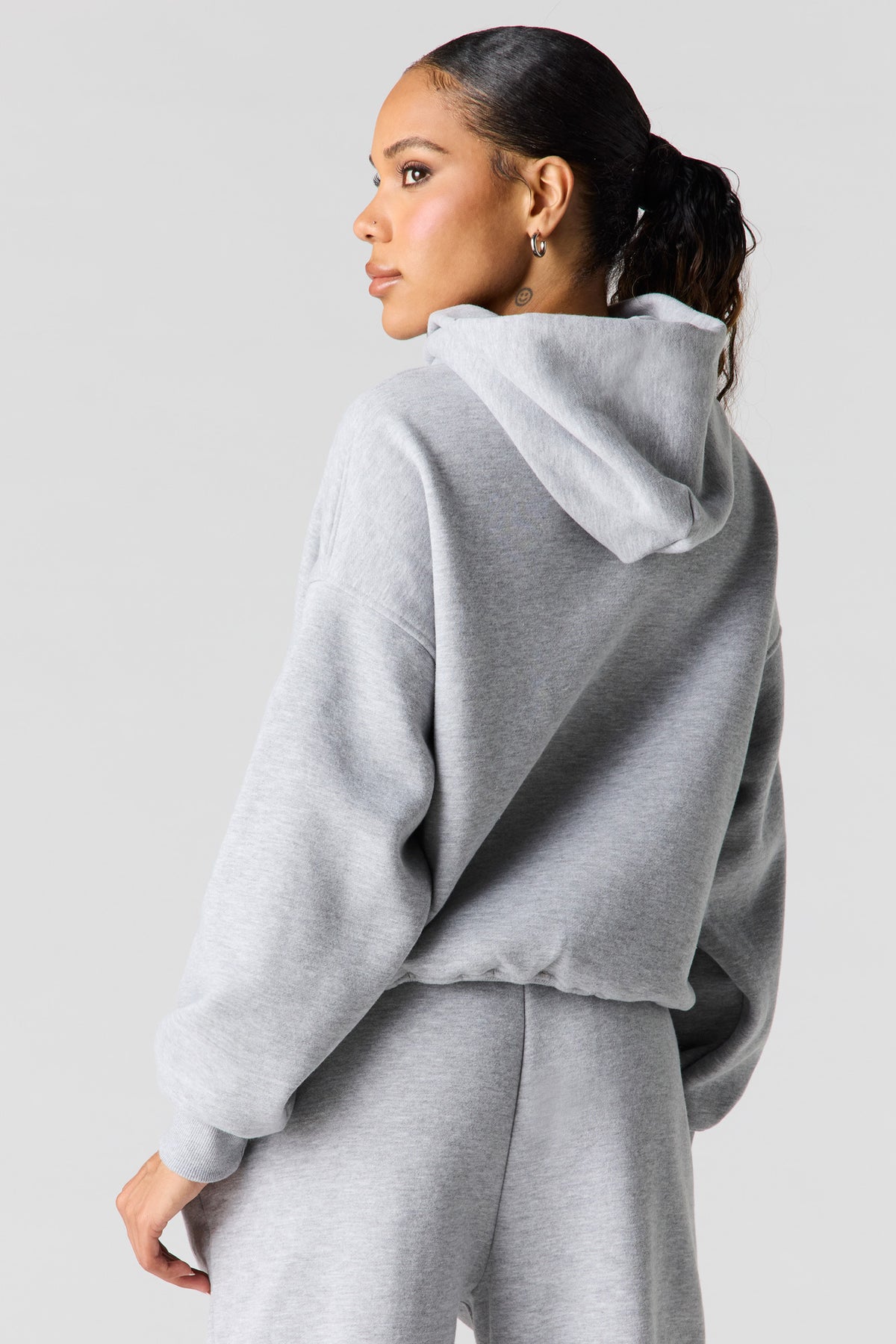 Alt View 2. Luxe Fleece Boxy Hoodie - Heather Grey