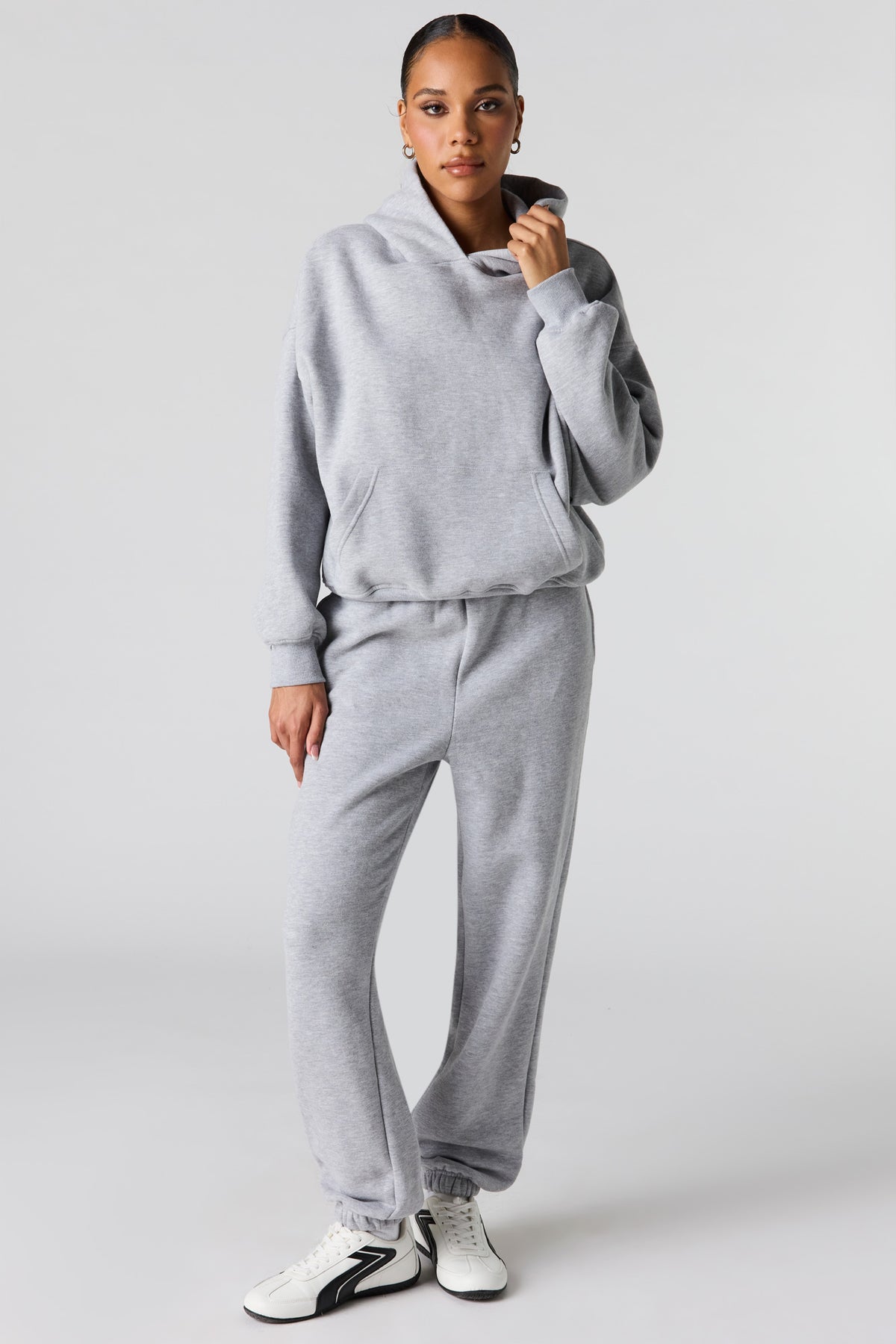 Alt View 3. Luxe Fleece Boxy Hoodie - Heather Grey