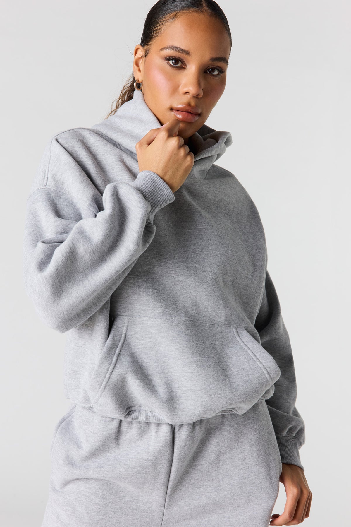 Luxe Fleece Boxy Hoodie - Heather Grey