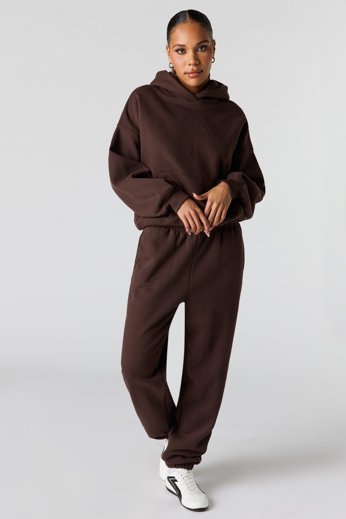 Alt View 3. Luxe Fleece Boxy Hoodie - Brown