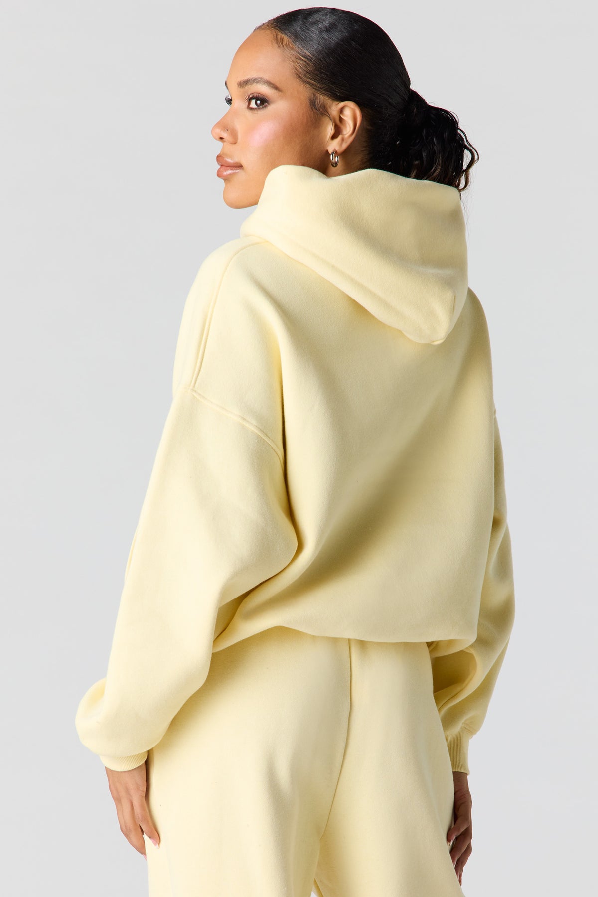 Alt View 2. Luxe Fleece Boxy Hoodie - Yellow