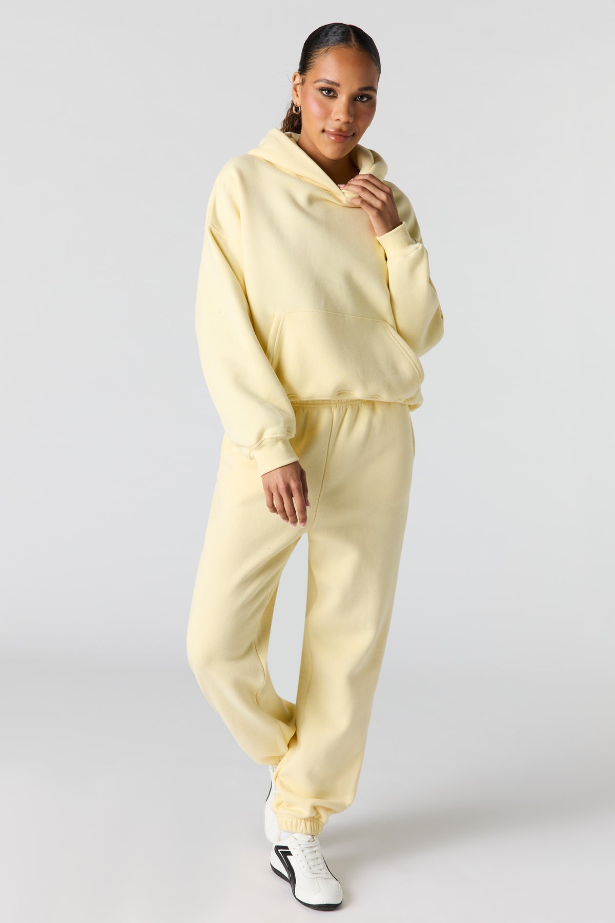 Alt View 3. Luxe Fleece Boxy Hoodie - Yellow