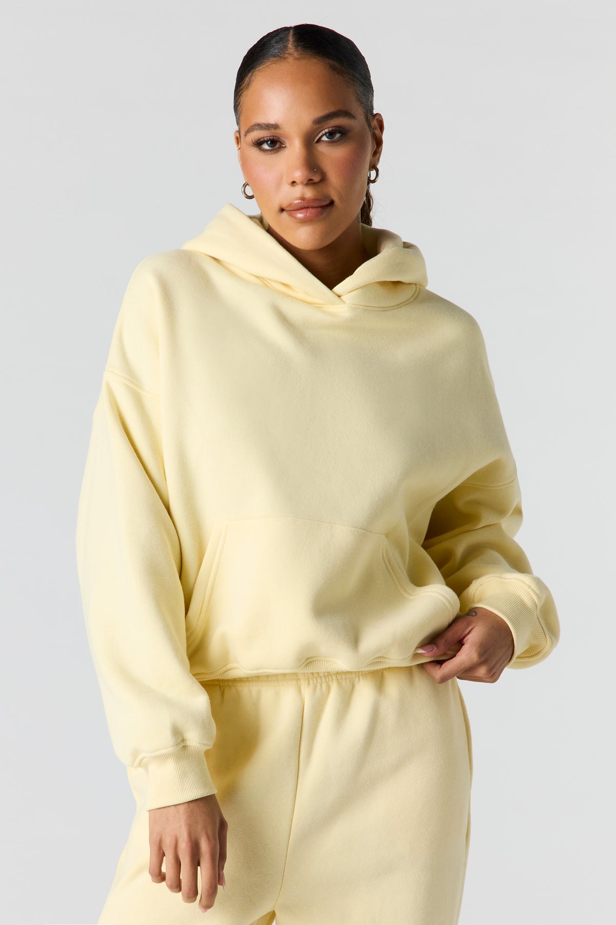 Luxe Fleece Boxy Hoodie - Yellow