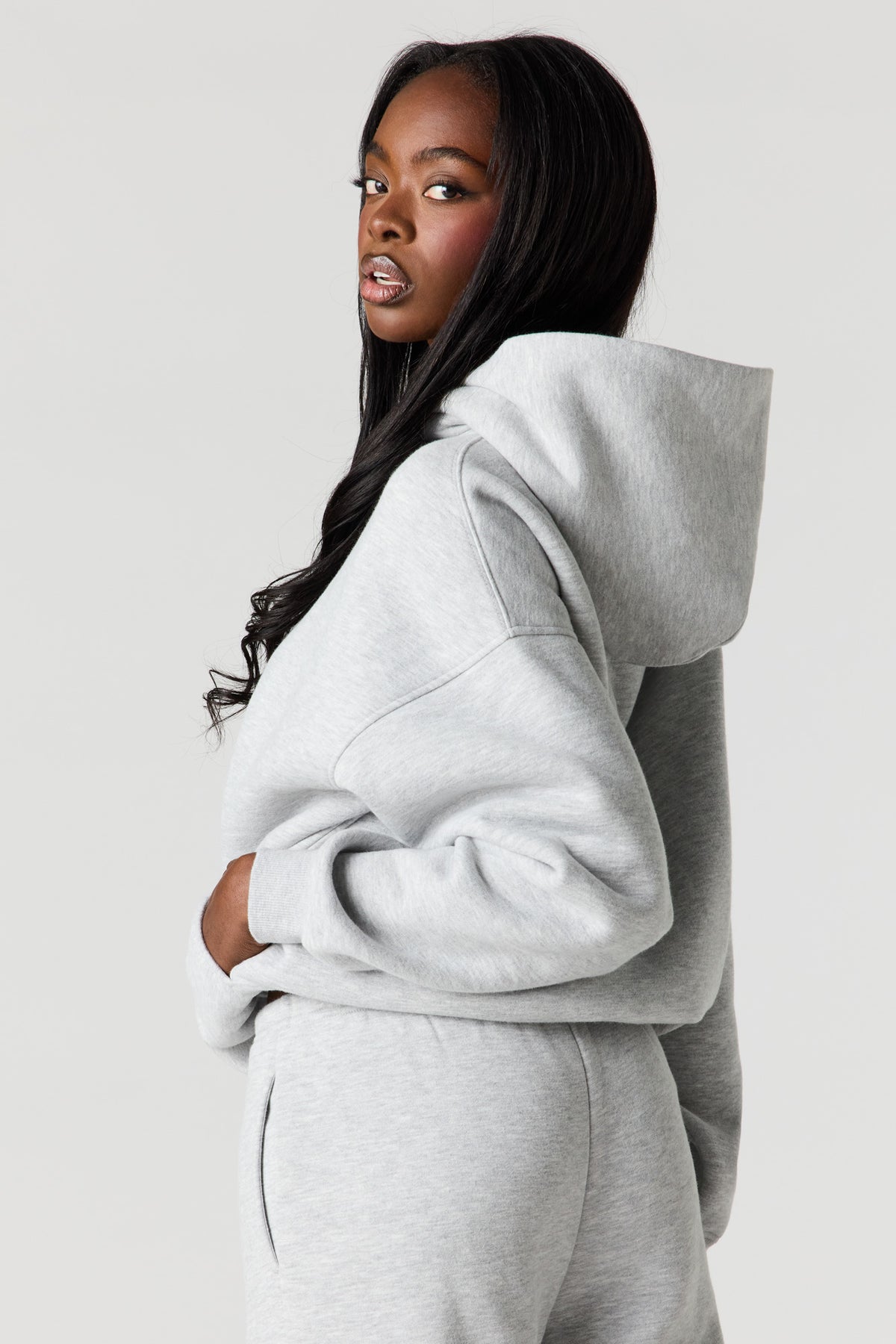 Alt View 2. Luxe Fleece Favorite Hoodie - Heather Grey