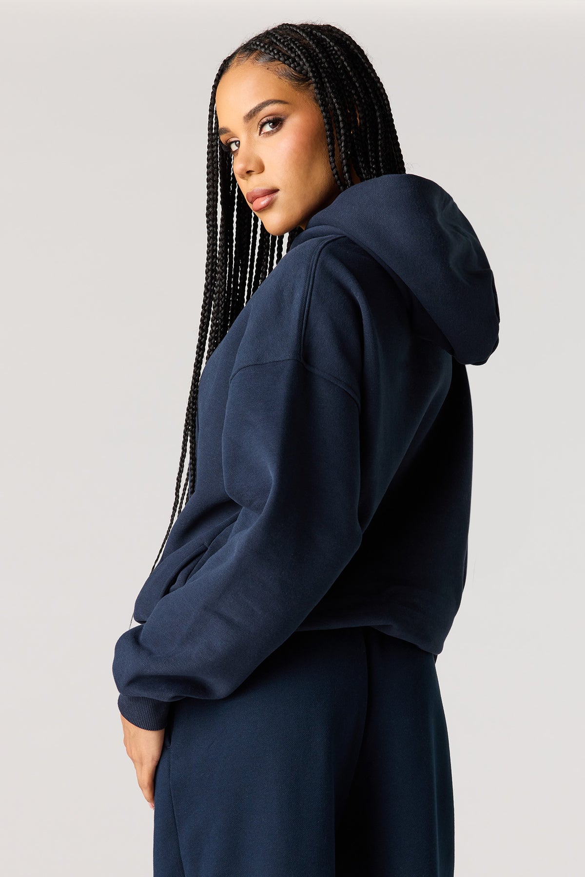 Alt View 2. Luxe Fleece Favorite Hoodie - Dark Blue