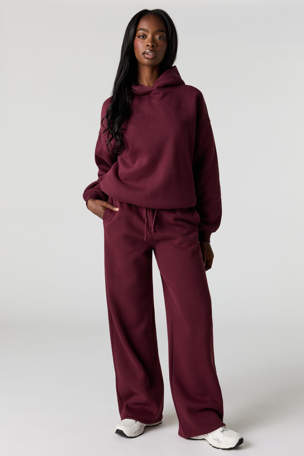 Alt View 3. Luxe Fleece Favorite Hoodie - Burgundy