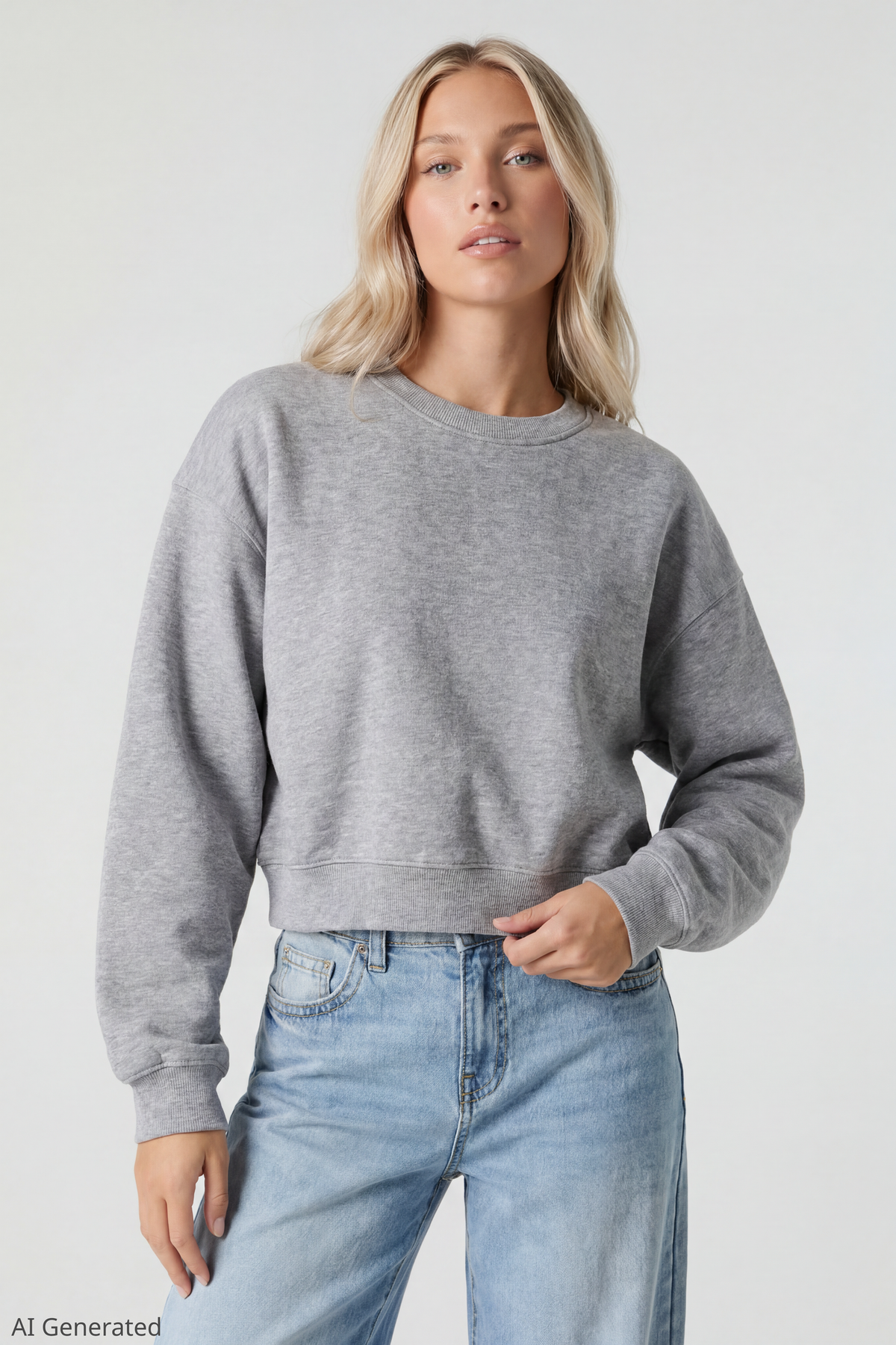 Fleece Boxy Sweatshirt - Heather Grey