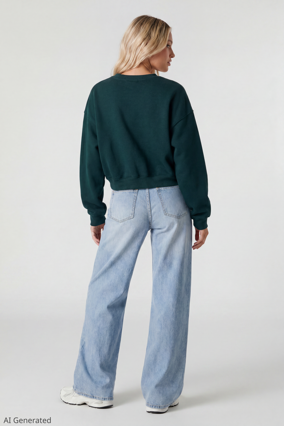 Alt View 3. Fleece Boxy Sweatshirt - Green