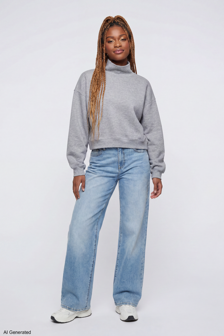 Fleece Boxy Mock Neck Sweatshirt – Charlotte Russe