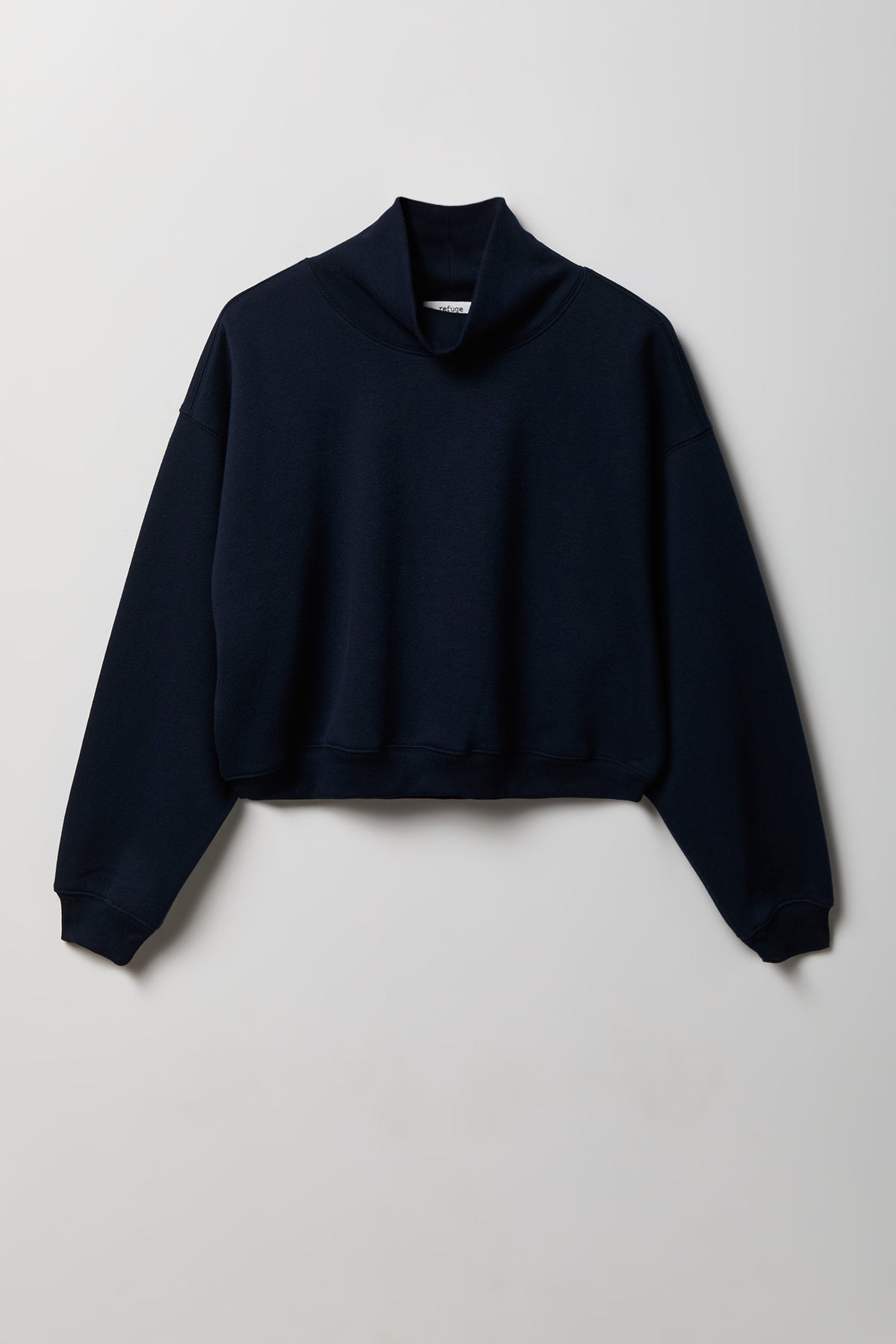 Alt View 4. Fleece Boxy Mock Neck Sweatshirt - Dark Blue