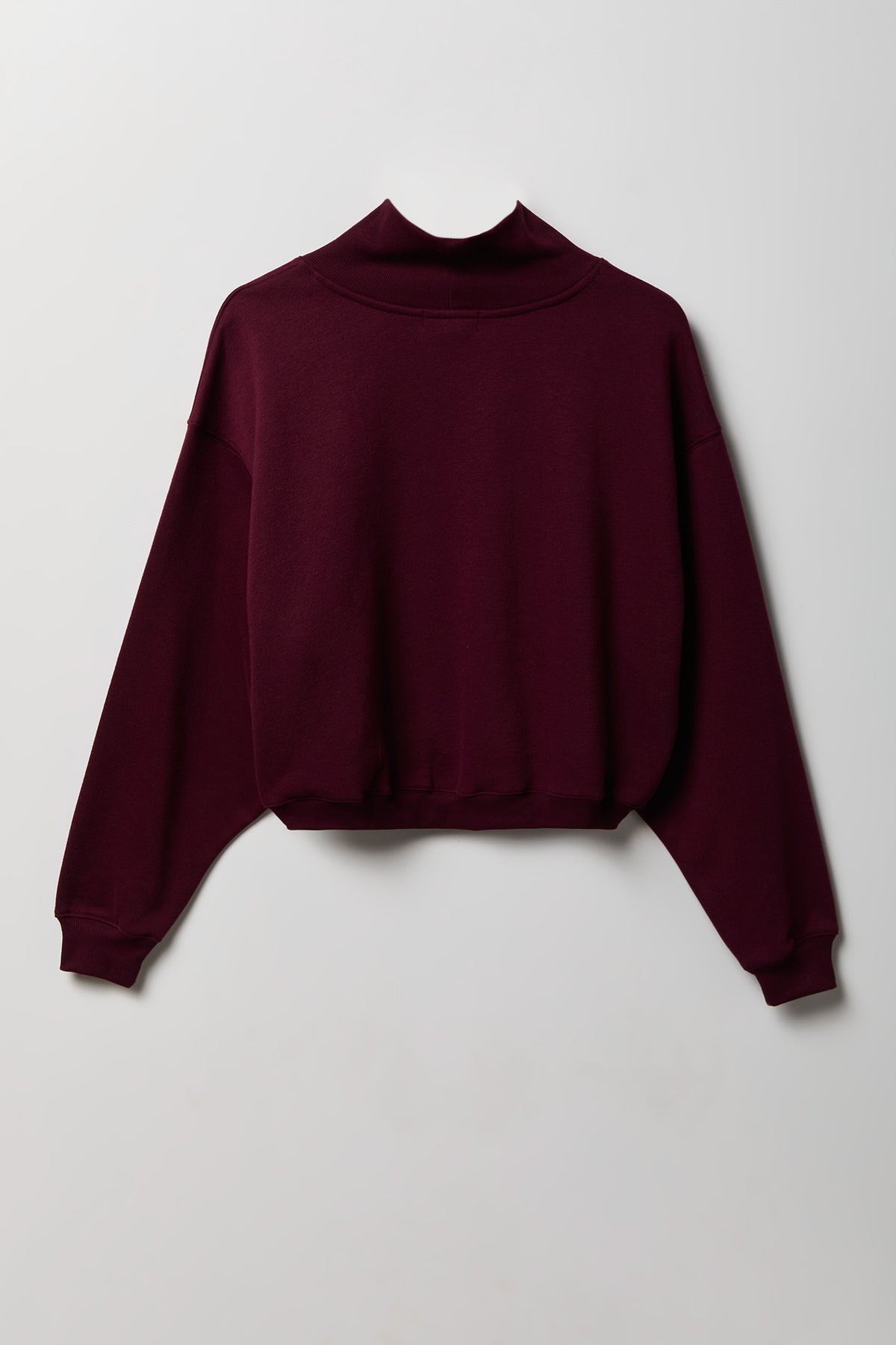 Alt View 5. Fleece Boxy Mock Neck Sweatshirt - Burgundy