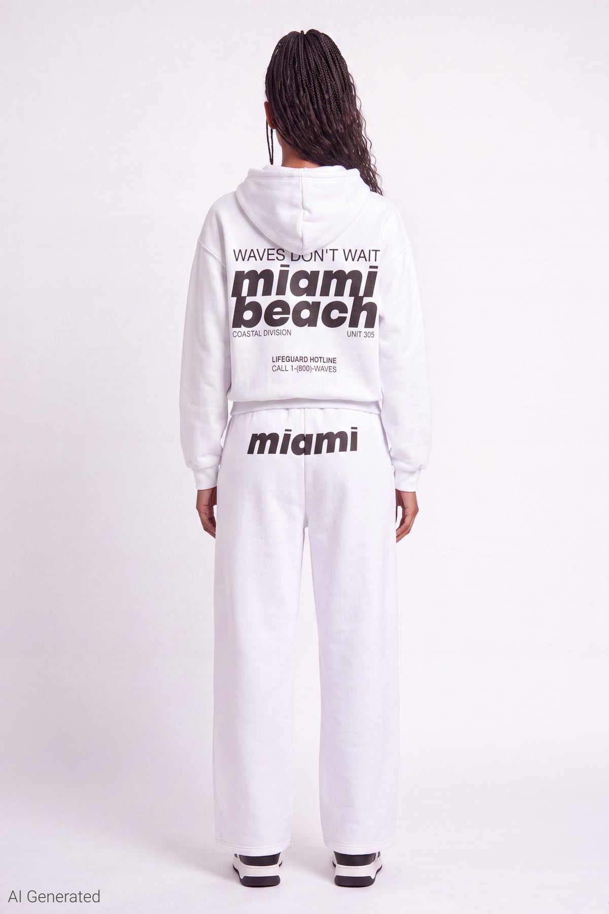 Alt View 3. Graphic Fleece Boxy Zip Hoodie - White