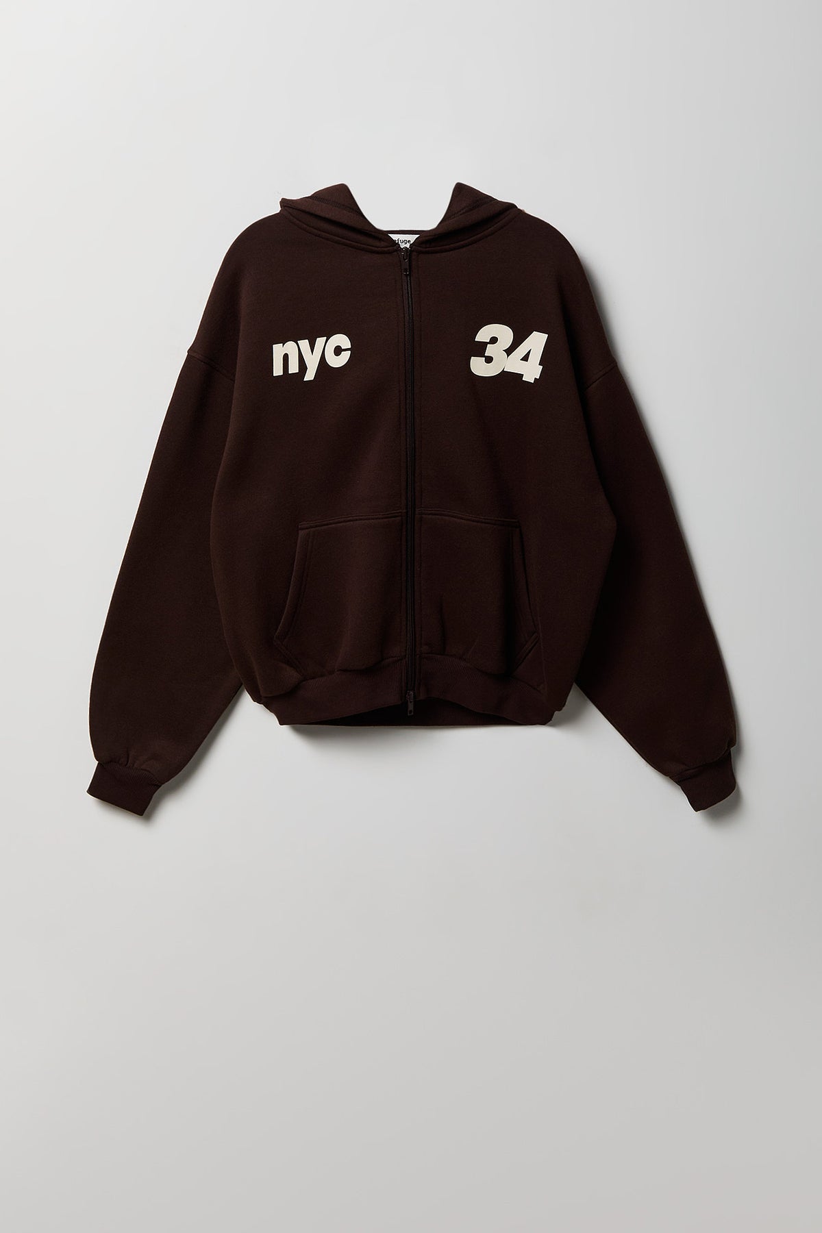 Alt View 4. Graphic Fleece Boxy Zip Hoodie - Brown