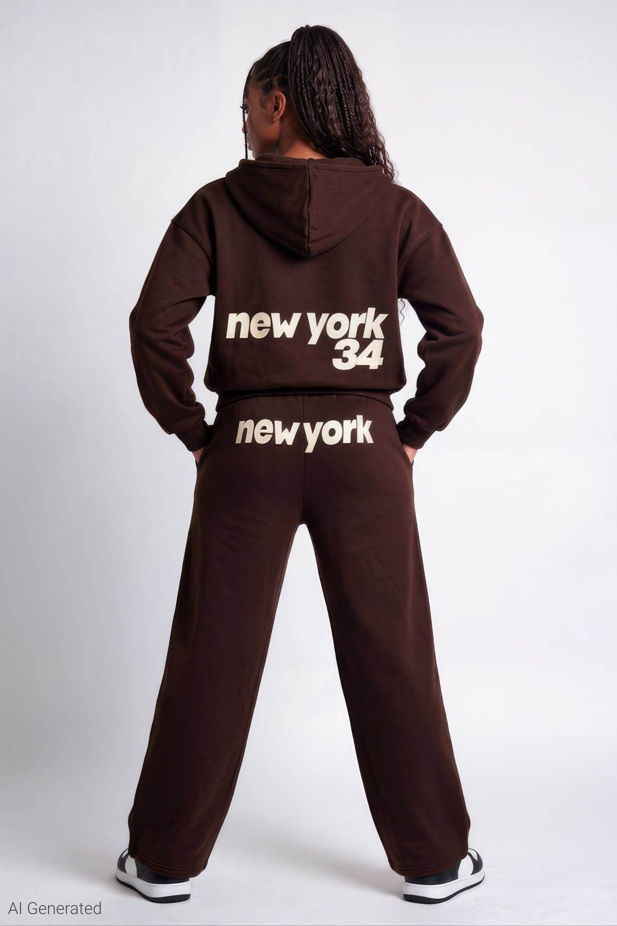 Alt View 3. Graphic Fleece Boxy Zip Hoodie - Brown