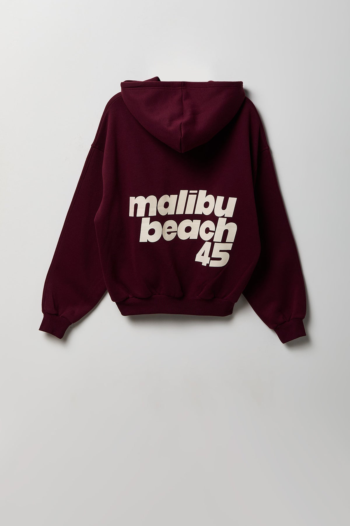 Alt View 2. Graphic Fleece Boxy Zip Hoodie - Burgundy