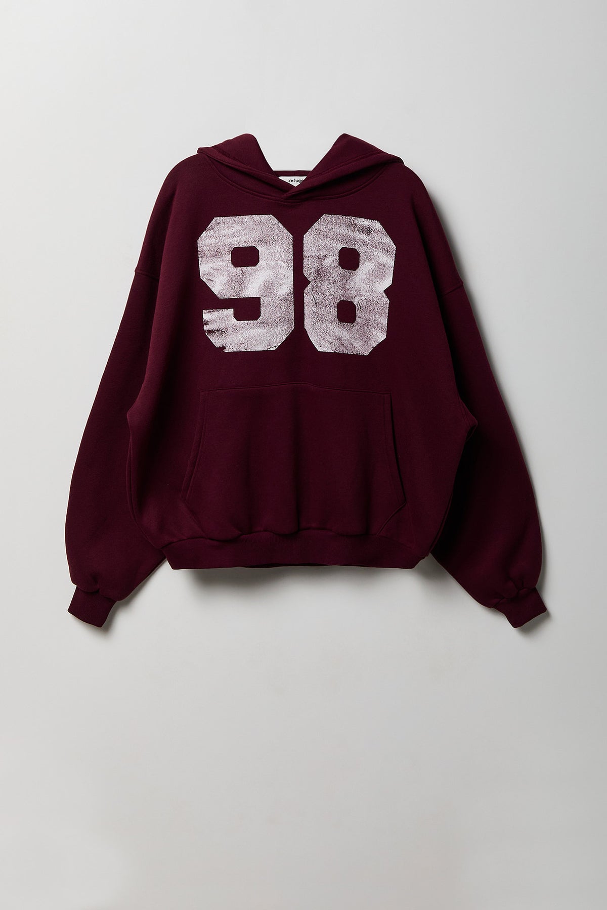 Fleece Graphic Boxy Hoodie - Burgundy