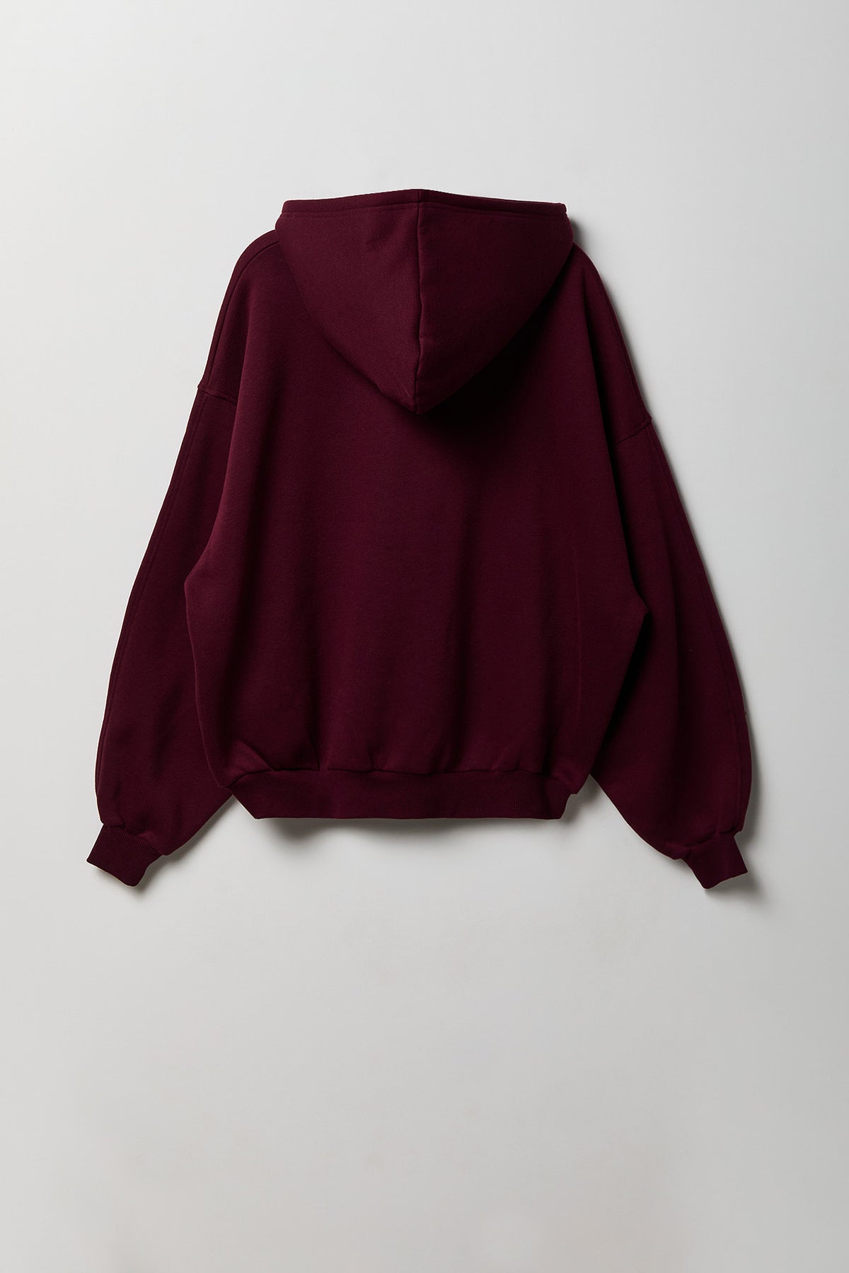 Alt View 2. Fleece Graphic Boxy Hoodie - Burgundy