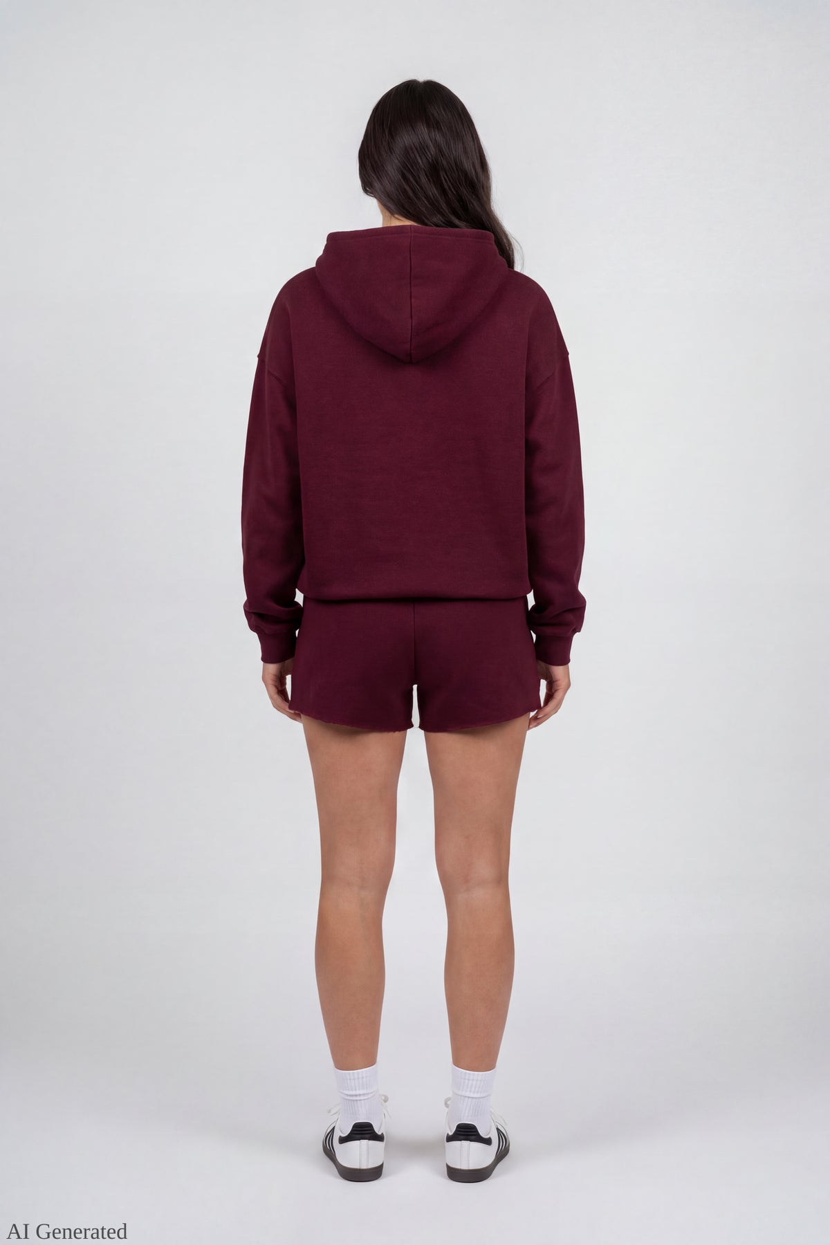 Alt View 3. Fleece Graphic Boxy Hoodie - Burgundy