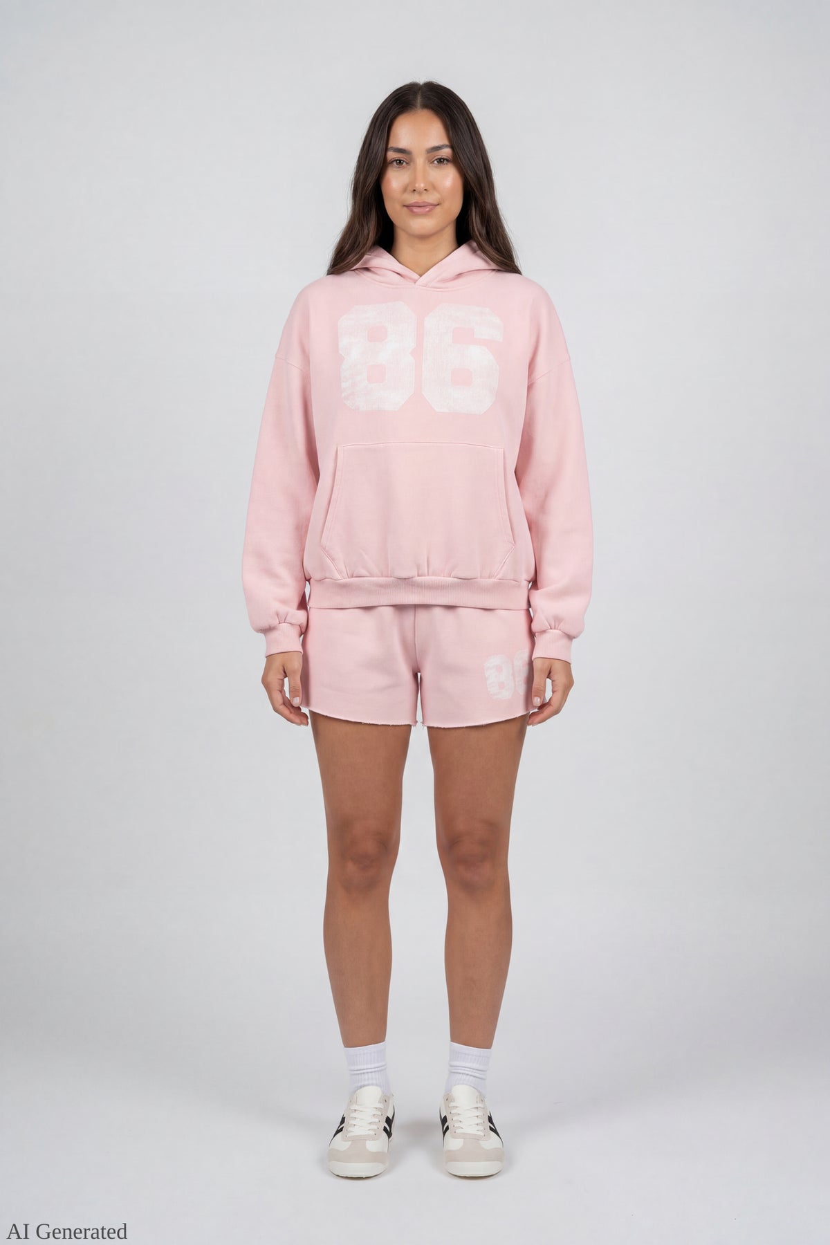 Alt View 2. Fleece Graphic Boxy Hoodie - Light Pink