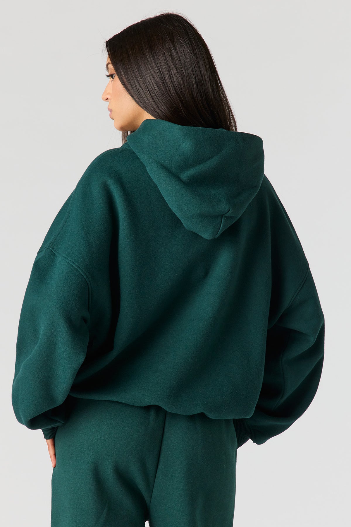 Alt View 2. Luxe Fleece Boyfriend Hoodie - Green