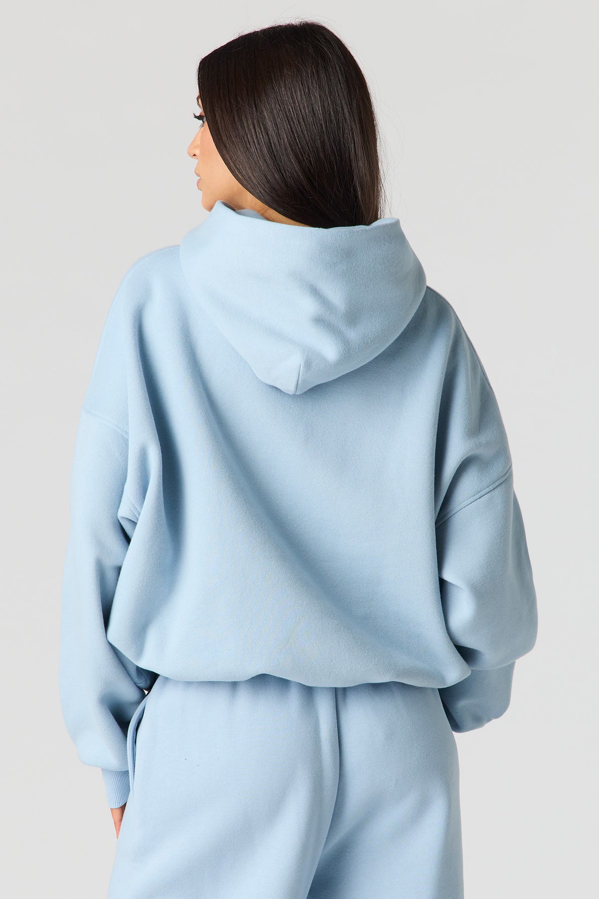 Alt View 2. Luxe Fleece Boyfriend Hoodie - Light Blue