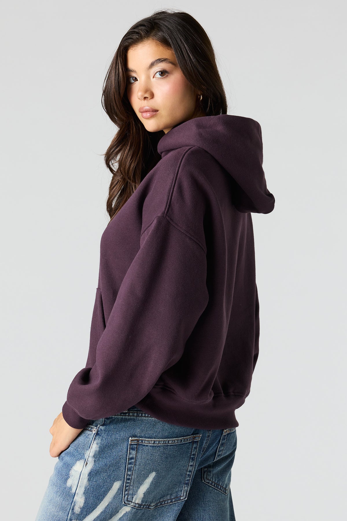Alt View 2. Luxe Fleece Boyfriend Hoodie - Purple