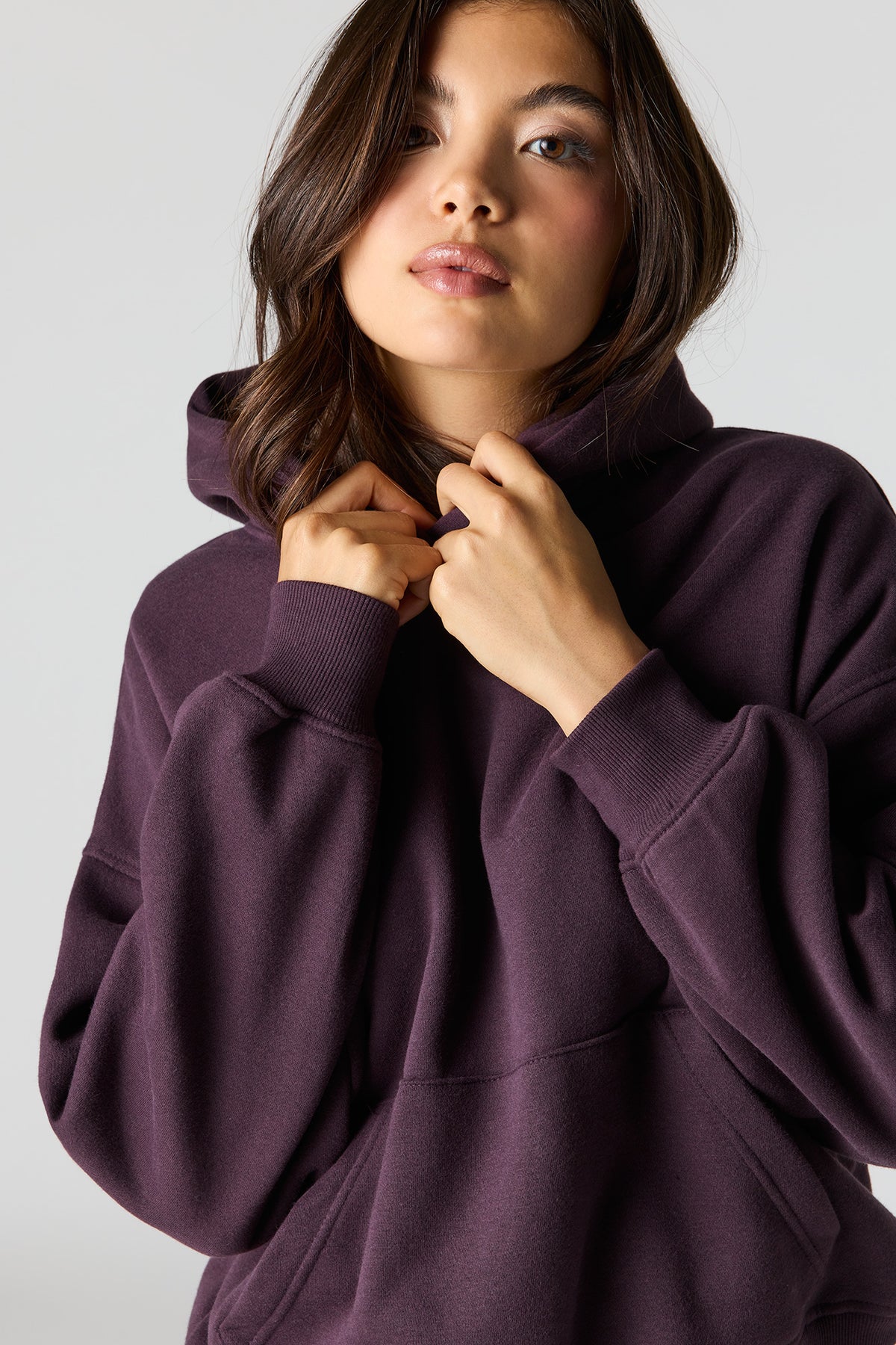 Alt View 4. Luxe Fleece Boyfriend Hoodie - Purple