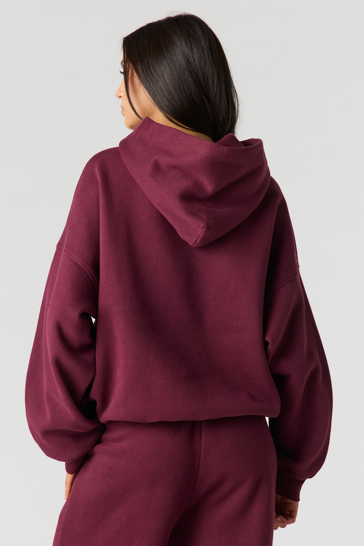 Alt View 2. Luxe Fleece Boyfriend Hoodie - Burgundy