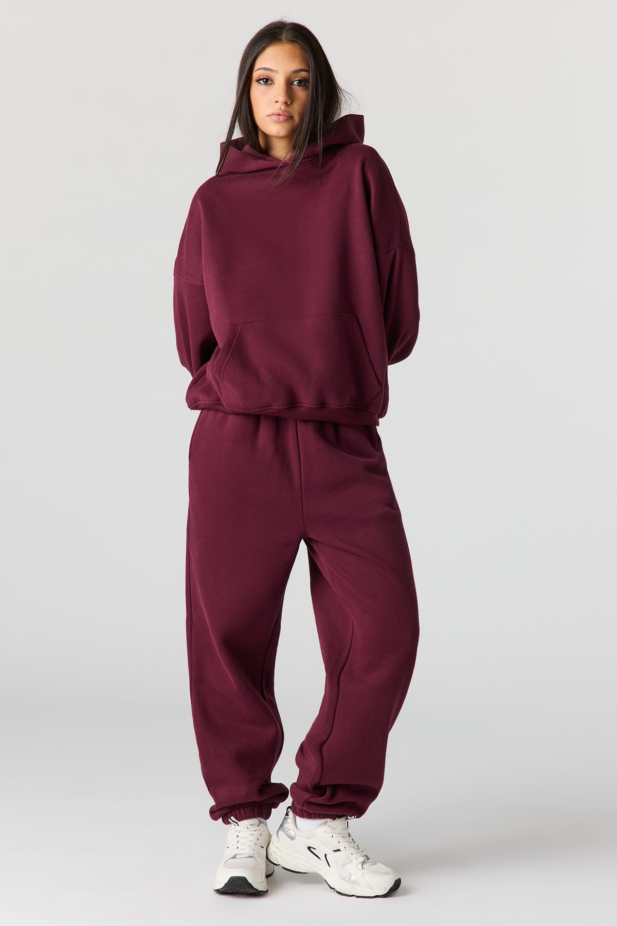 Alt View 3. Luxe Fleece Boyfriend Hoodie - Burgundy