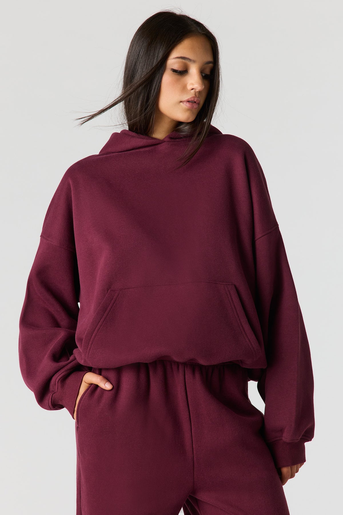 Luxe Fleece Boyfriend Hoodie - Burgundy
