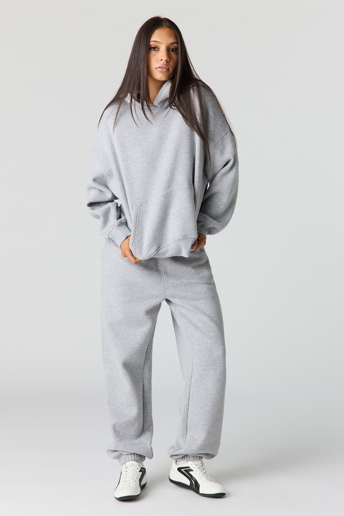 Alt View 3. Luxe Fleece Boyfriend Hoodie - Heather Grey