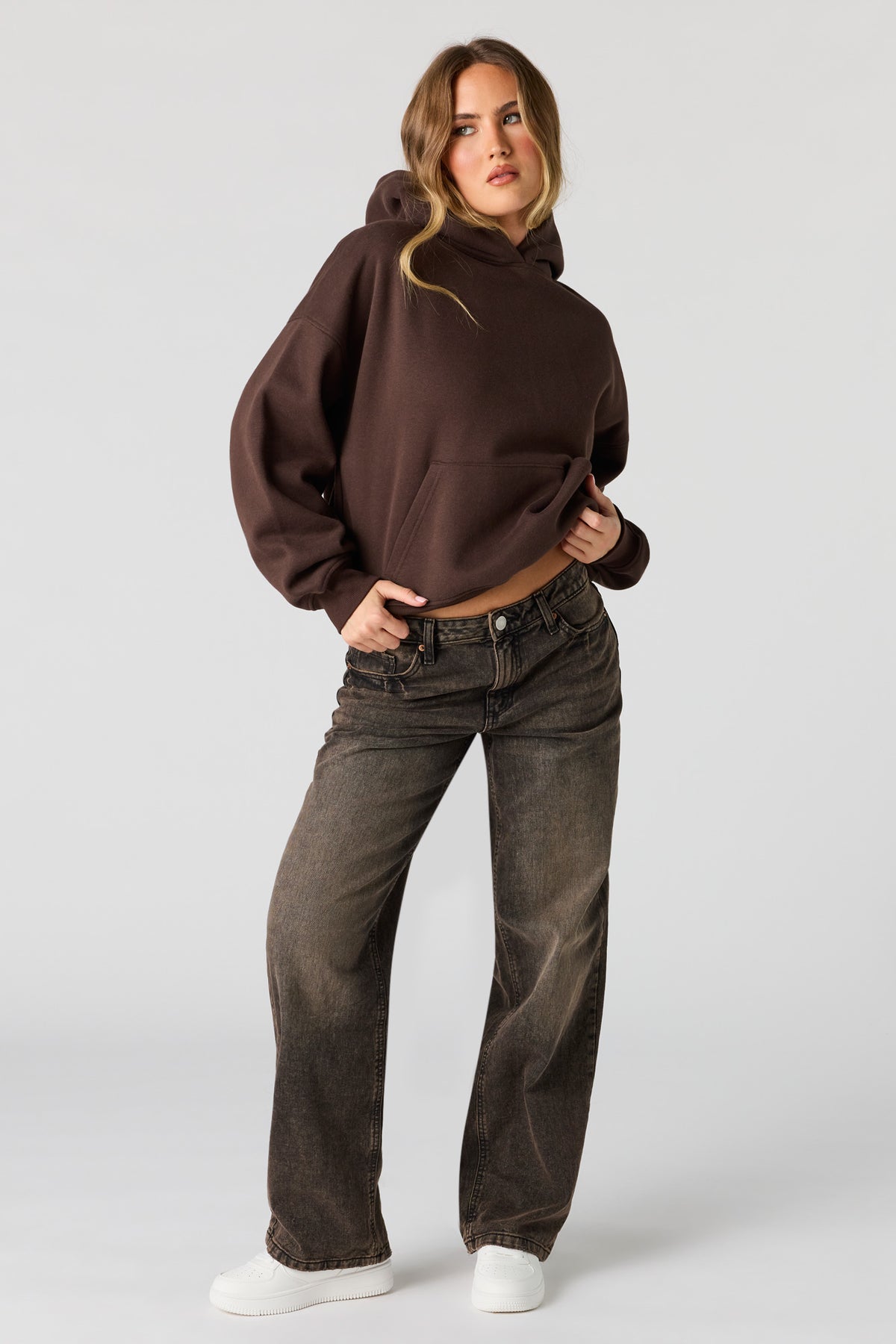 Alt View 3. Luxe Fleece Boyfriend Hoodie - Brown