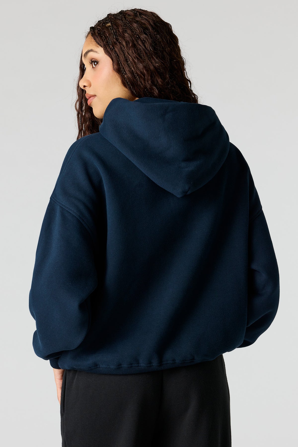 Alt View 2. Luxe Fleece Boyfriend Hoodie - Dark Blue